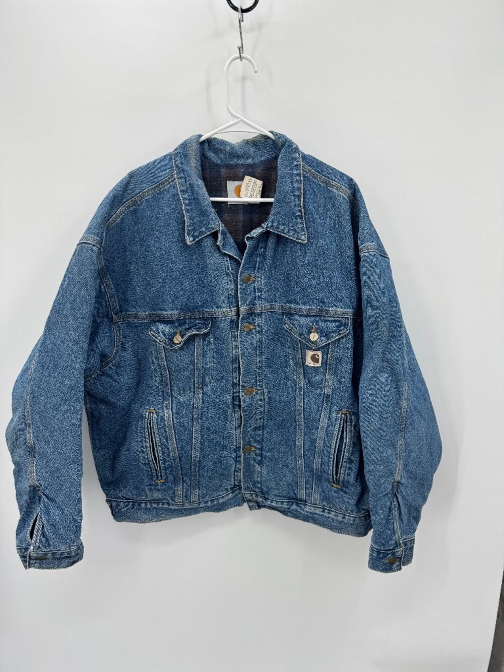 Vintage Carhartt JB0998 Blanket Lined Denim Trucker Jacket Mens 2XL Made in USA
